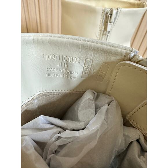 Zara Leather Ankle Bootie in Ivory Sz 10 Brand New in Box - Picture 9 of 15